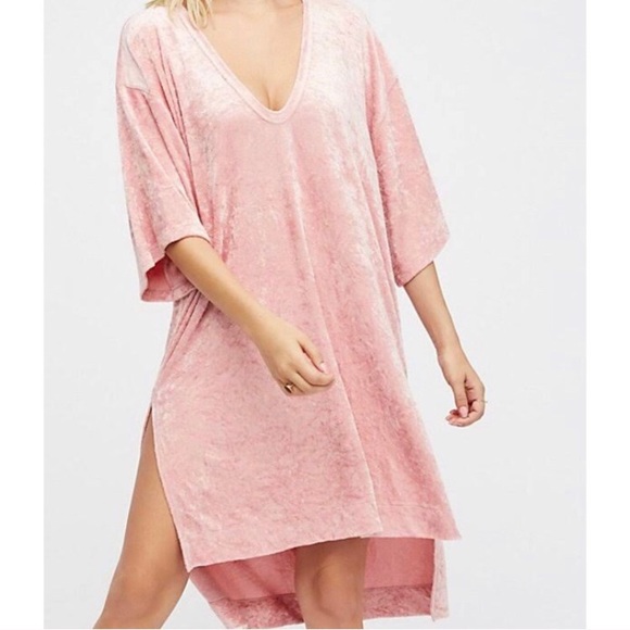 Free People The LuxCrushed Hi-Lo Velvet Top Size L - Picture 2 of 4